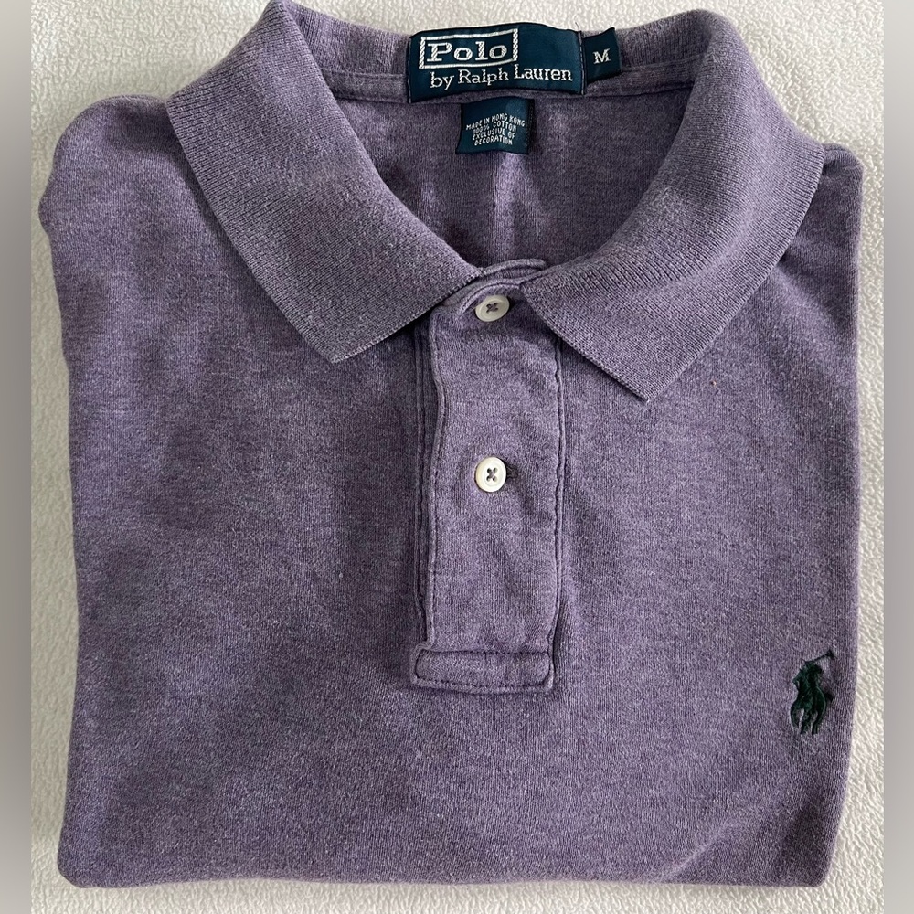 🔥RALPH LAUREN POLO MEN'S SOLID 100% COTTON POLO COLOR PURPLE SIZE MEDIUM